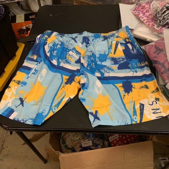 HodoSports Men's Multi-Colored Blue/Yellow/White Swim Trunks XXL NWT - Picture 3 of 5